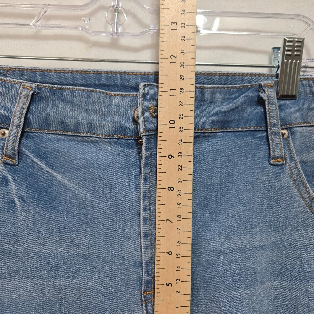 Sidefeel Barrel Jeans Size 16 Light Wash High Rise Curved Leg Stretch Denim 1295
